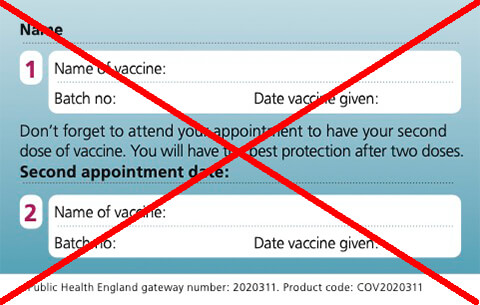 Vaccination appointment card