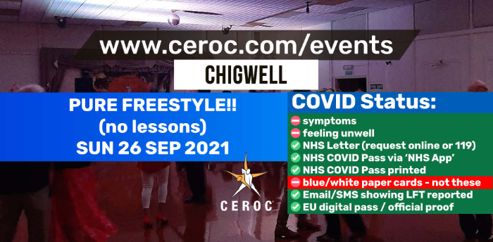 Ceroc Chigwell PURE FREESTYLE Sunday 26 September 2021