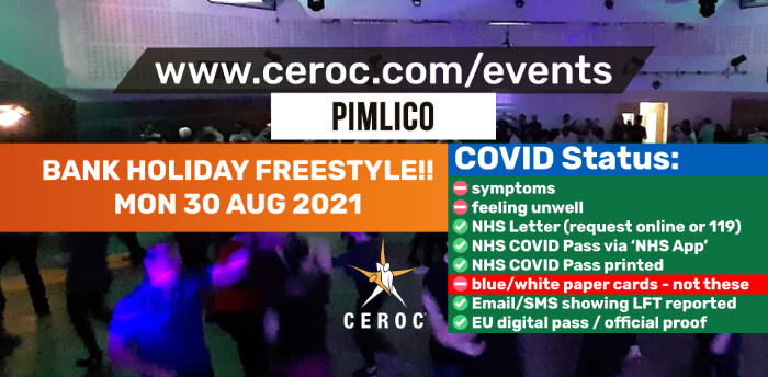 Ceroc Pimlico Bank Holiday Freestyle Monday 30 August 2021