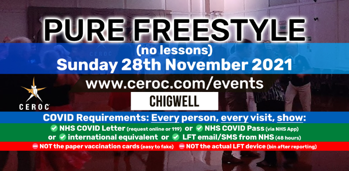 Ceroc Chigwell PURE FREESTYLE Sunday 28 November 2021